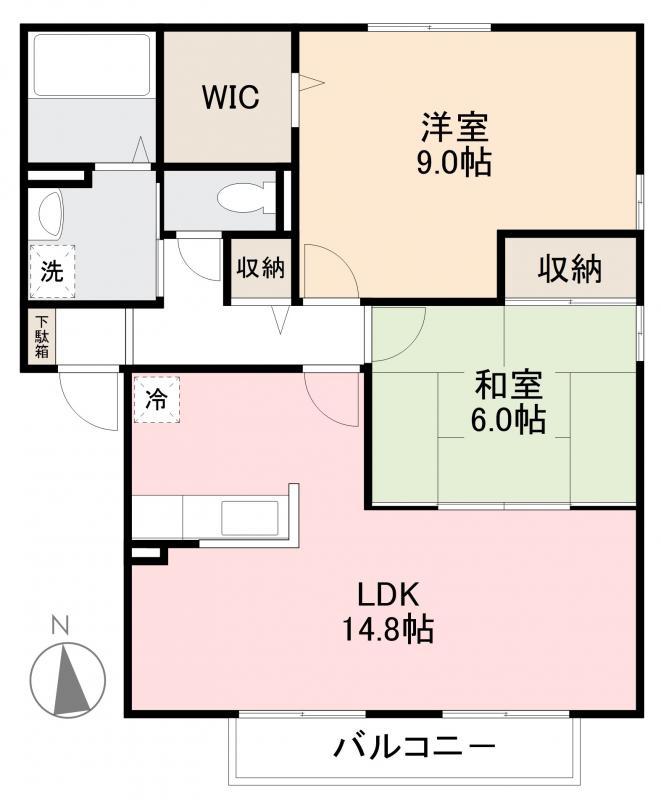 プレスティージュIA・B棟(2LDK/1階)の間取り写真