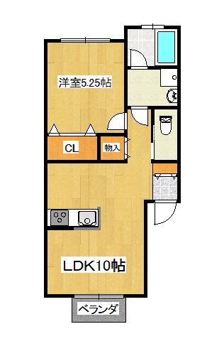 メゾンフローライトA(1LDK/2階)の間取り写真