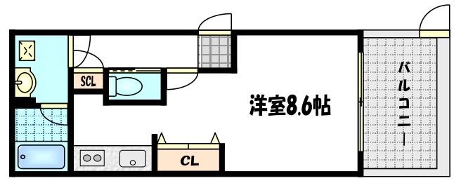 アチーブ下津林(1K/1階)の間取り写真