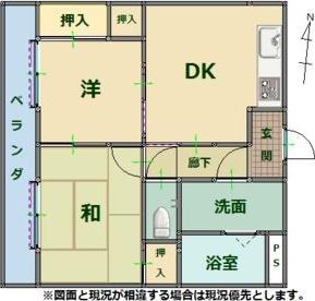 イーストパーク(2DK/2階)の間取り写真
