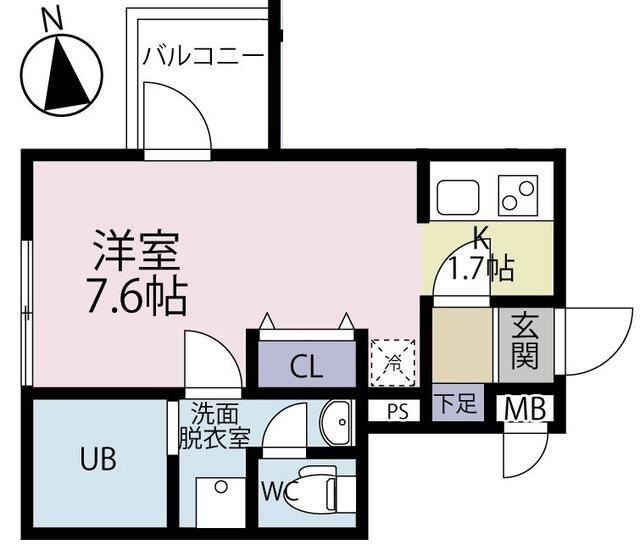 LIBERTY長町南(1K/3階)の間取り写真