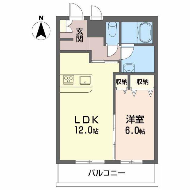 マンションドム北福島(1LDK/1階)の間取り写真