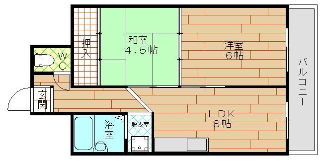 ハイツ鍛治(2LDK/5階)の間取り写真
