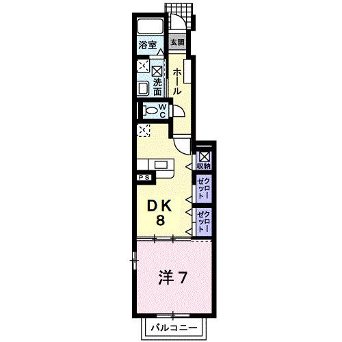 ウエスト 多米(1DK/1階)の間取り写真