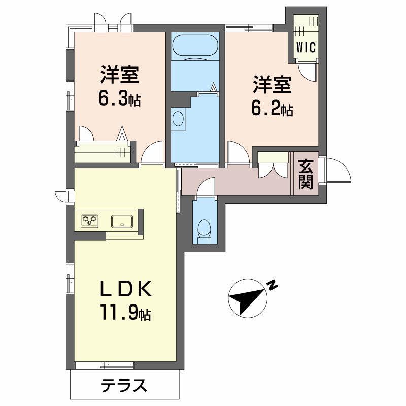 ベレオクレーヴ住吉(2LDK/3階)の間取り写真