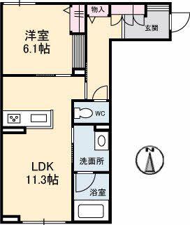 LA GRANDIR(1LDK/1階)の間取り写真