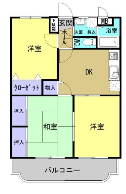 サンフィールド高鍋(3DK/2階)の間取り写真
