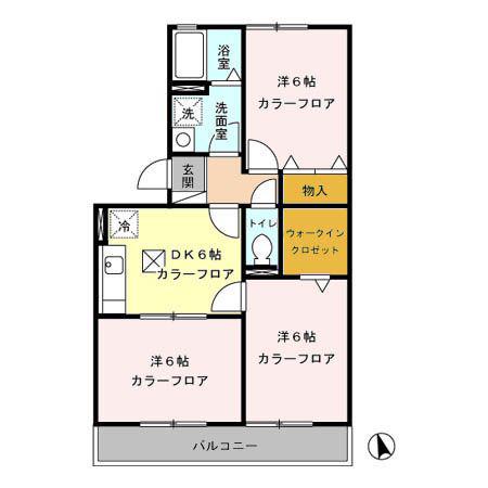 コラージュみなみ(3DK/1階)の間取り写真