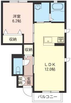 メゾン ド カルフール(1LDK/1階)の間取り写真