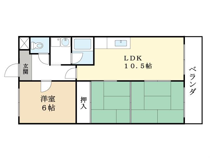 COURT FLATS TANABE 1号棟(3LDK/2階)の間取り写真