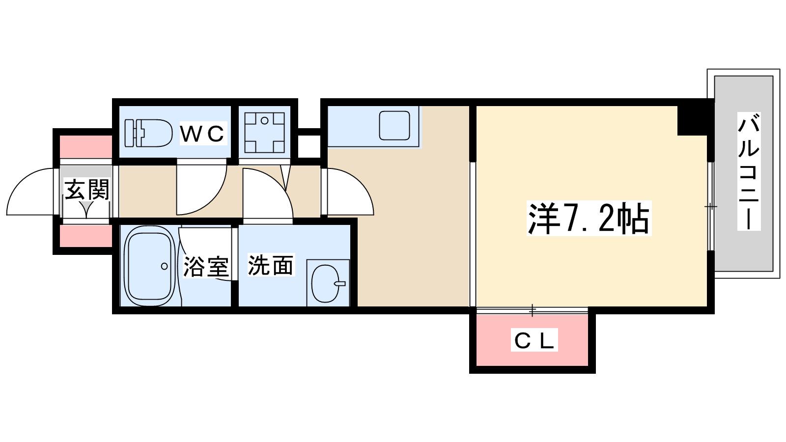 ライフ北梅田(1K/6階)の間取り写真