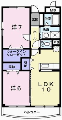 エレガント北条(2LDK/1階)の間取り写真
