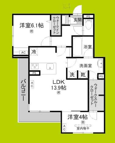 メゾンルル赤川(2LDK/2階)の間取り写真