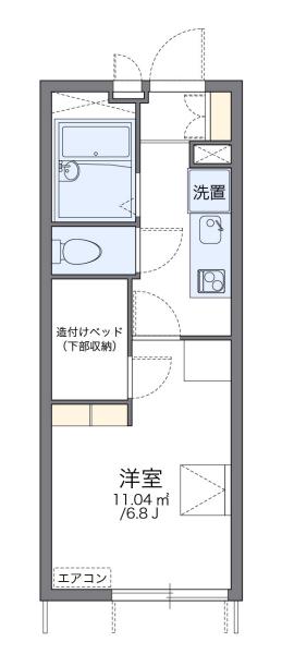 ダックス(1K/2階)の間取り写真