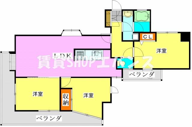 グリーンパーク船橋(3LDK/8階)の間取り写真