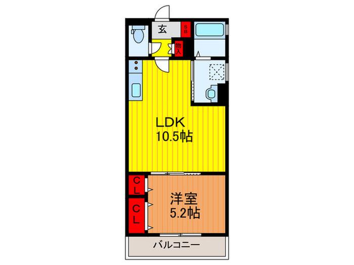 クリエオーレ西三荘(1LDK/1階)の間取り写真