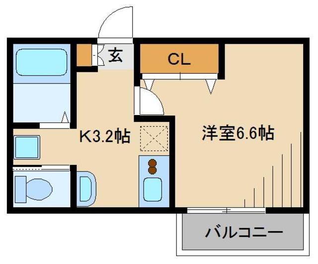 ソレアード西大宮I(1K/2階)の間取り写真