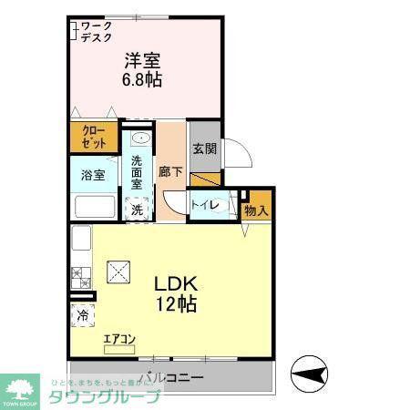 サキクサノ郷Ⅲ(1LDK/1階)の間取り写真