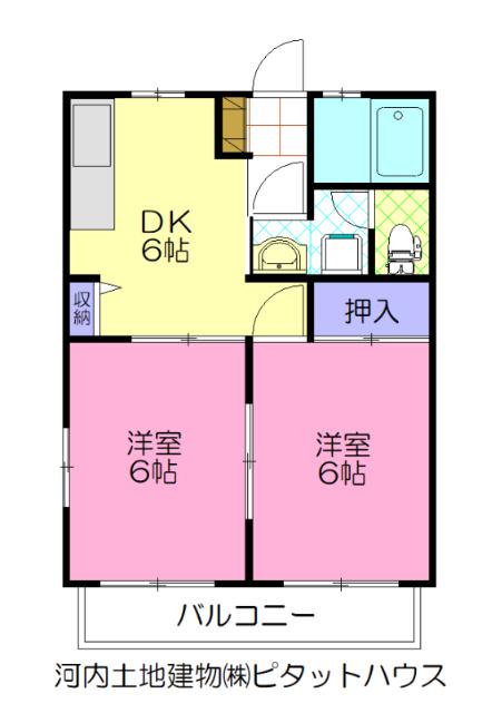 ドリームタウン I (2DK/1階)の間取り写真