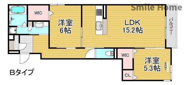 LA COEUR北島(2LDK/2階)の間取り写真