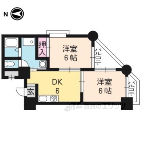 アーバンハイツ高辻(2DK/3階)の間取り写真