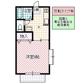 ハイツかもしだ(1K/2階)の間取り写真