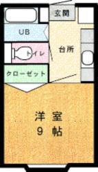 エルミタージュII(1K/2階)の間取り写真