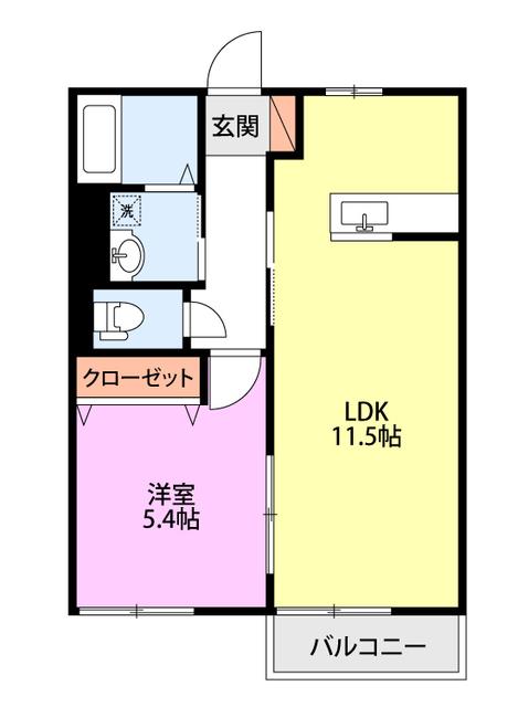 レトアアイリス(1LDK/1階)の間取り写真