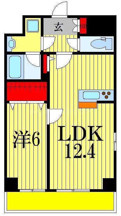 M-FLAT(1LDK/3階)の間取り写真