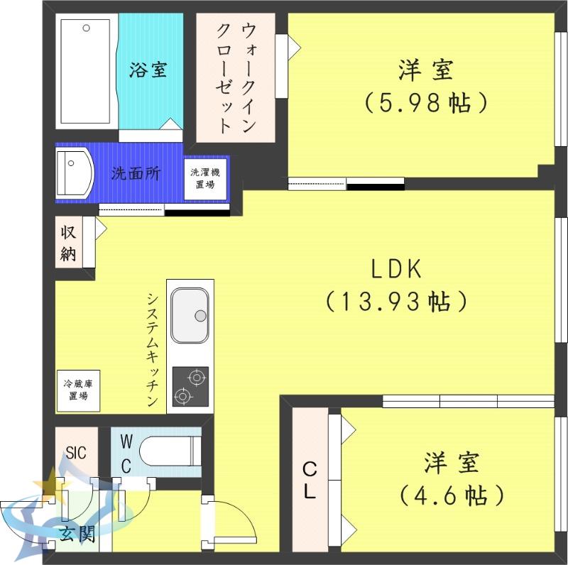 S-RESIDENCE琴似II(2LDK/3階)の間取り写真