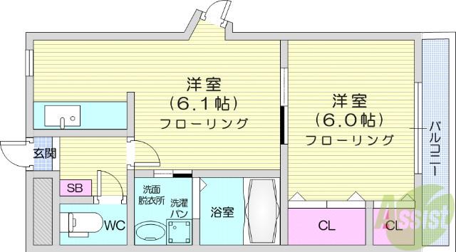プレステージⅠ(2K/1階)の間取り写真