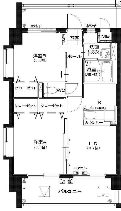 サンモール キリシマ(2LDK/4階)の間取り写真