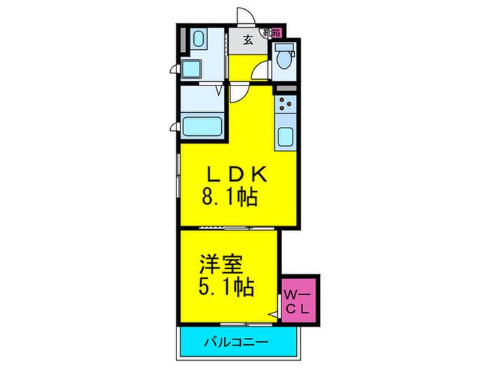 クリエオーレ巽中I(1LDK/1階)の間取り写真