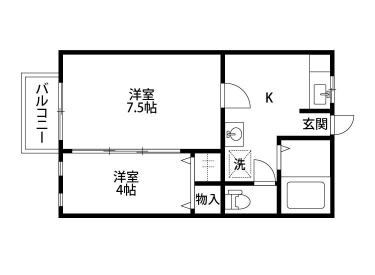 エクセレントA(1LDK/2階)の間取り写真