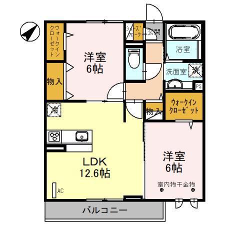 メイプルシャトー(2LDK/2階)の間取り写真