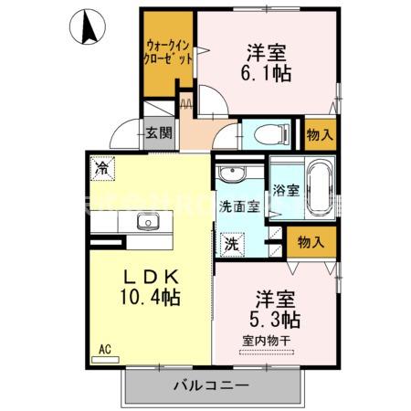 セゾンウィット A棟(2LDK/2階)の間取り写真