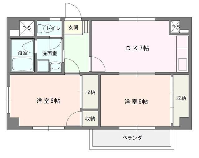 シャトー野比(2DK/4階)の間取り写真