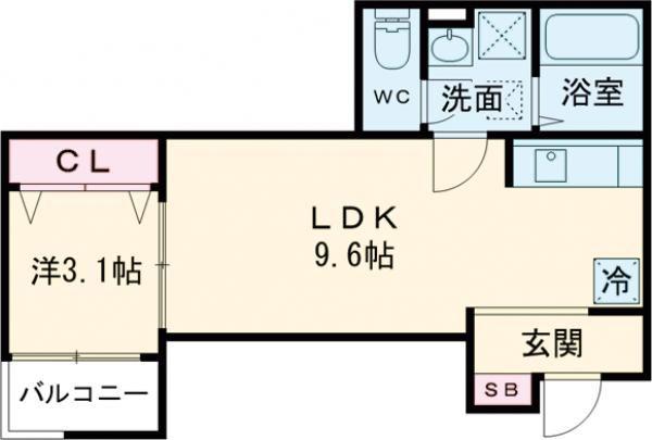 FSTYLE藤井寺・林6丁目(1LDK/2階)の間取り写真