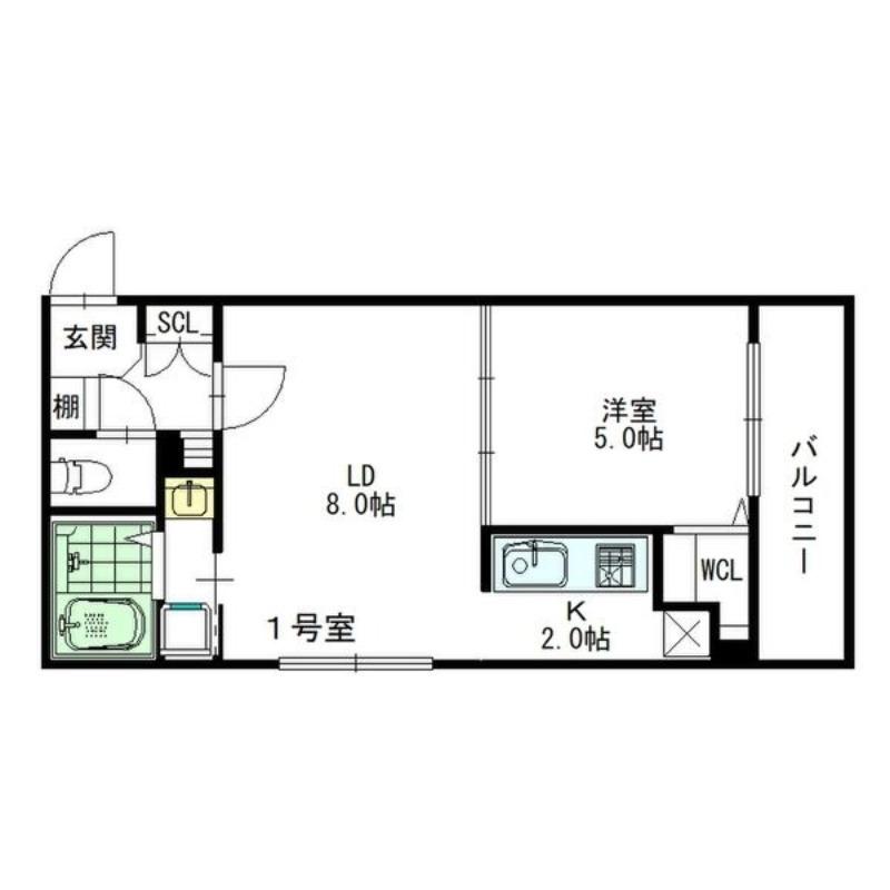 ESTOR IDAIMAE(1LDK/4階)の間取り写真