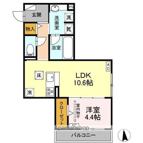メラクラッツ(1LDK/1階)の間取り写真