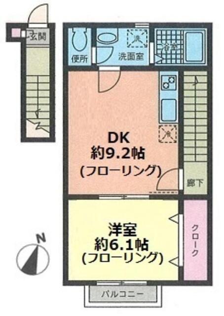 ヴィラ・グランディア(1DK/2階)の間取り写真