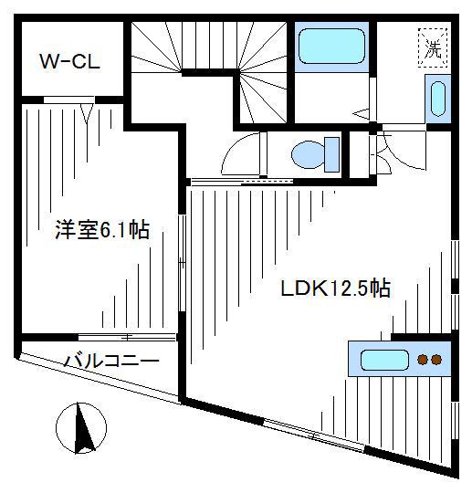カーサ・ブルーノ(1LDK/2階)の間取り写真
