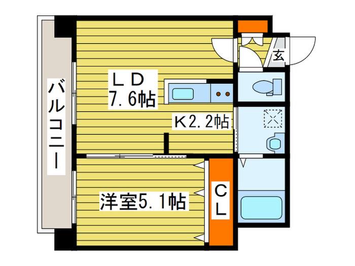 セブンスコートN14(1LDK/4階)の間取り写真