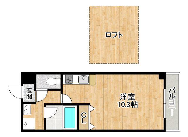 ラクレール(1K/5階)の間取り写真