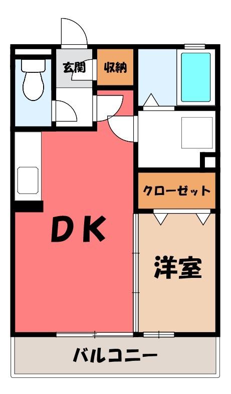 ハレアカラ (1DK/2階)の間取り写真