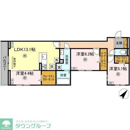 オーシャングレース(3LDK/3階)の間取り写真