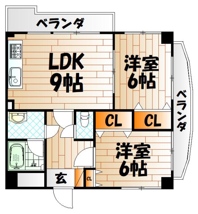 プラージュ門司(2LDK/6階)の間取り写真
