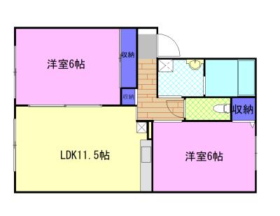 ソレアードA棟(2LDK/2階)の間取り写真
