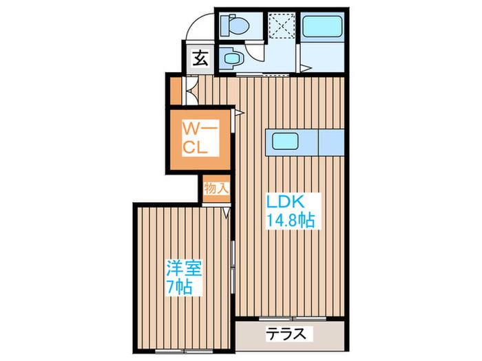 K&SガーデンA棟(1LDK/1階)の間取り写真