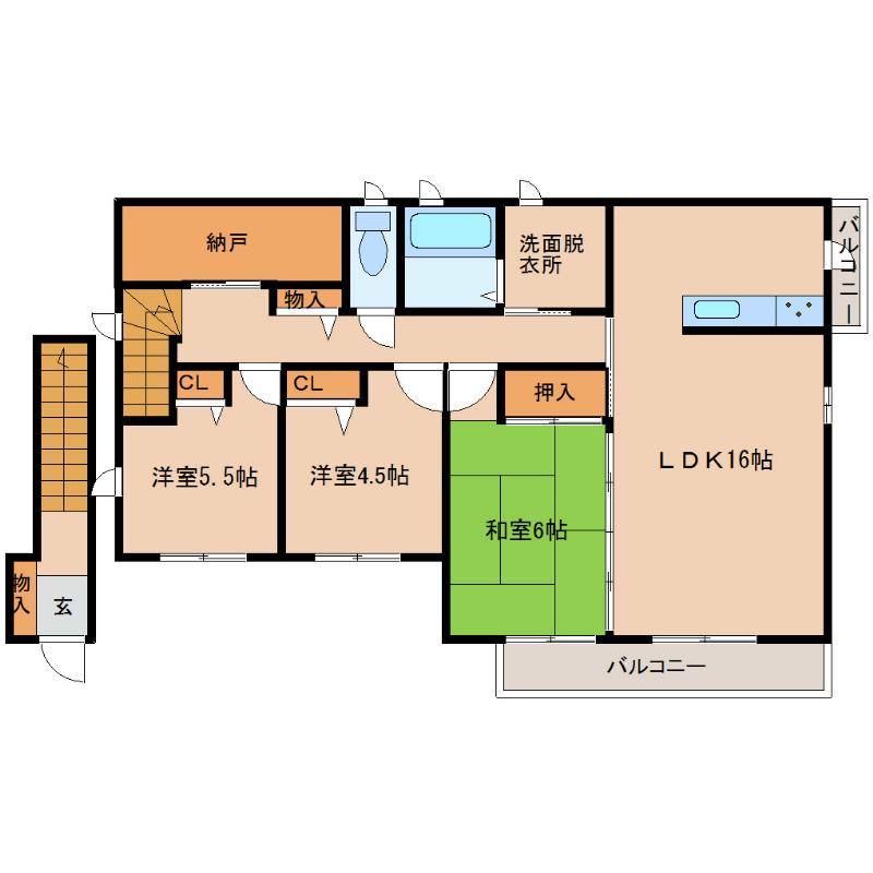 ドーマ櫛原(3SLDK/2階)の間取り写真